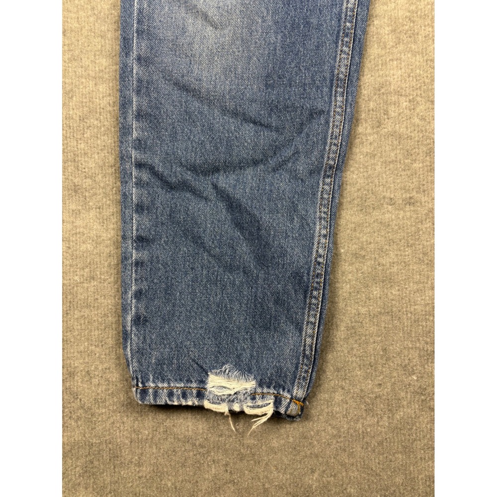 Pull & Bear Mom Jeans Embroidered Distressed Blue Size 30‎ Medium Wash - Picture 6 of 15